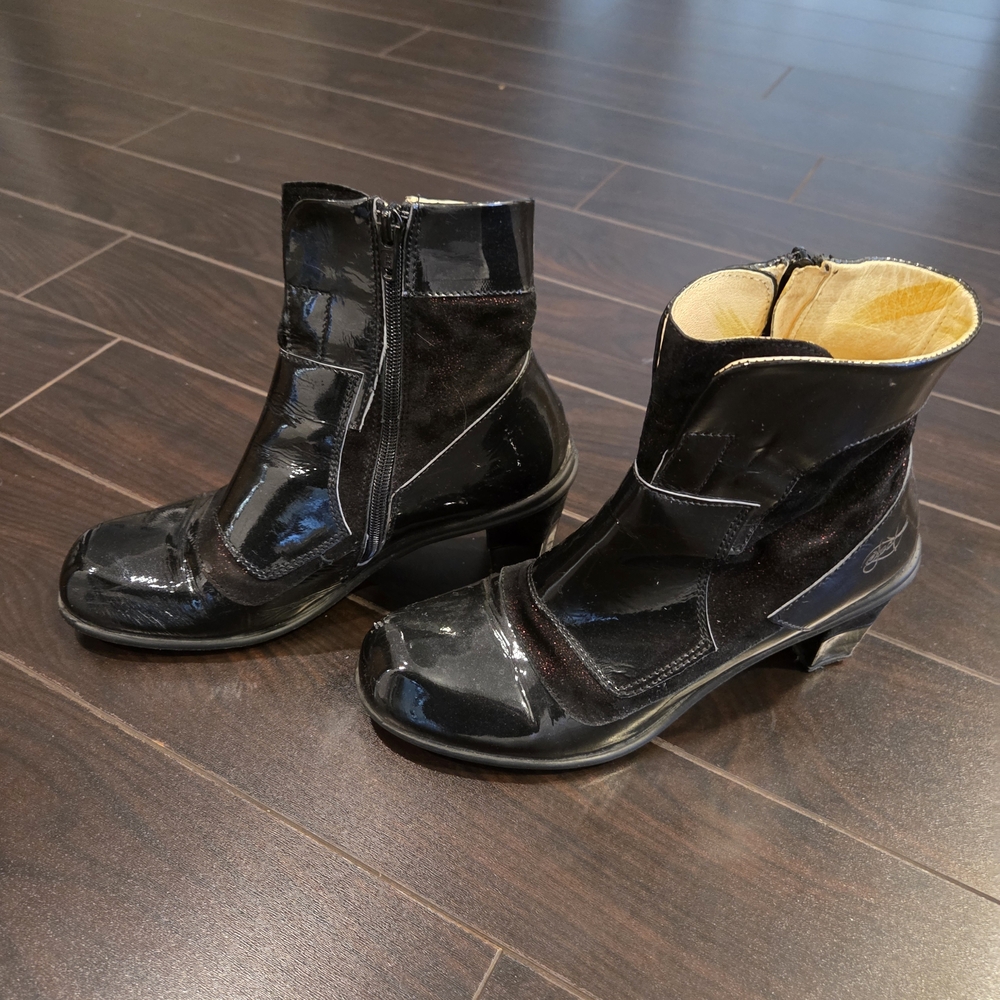 Sleek Black Patent Ankle Boots
